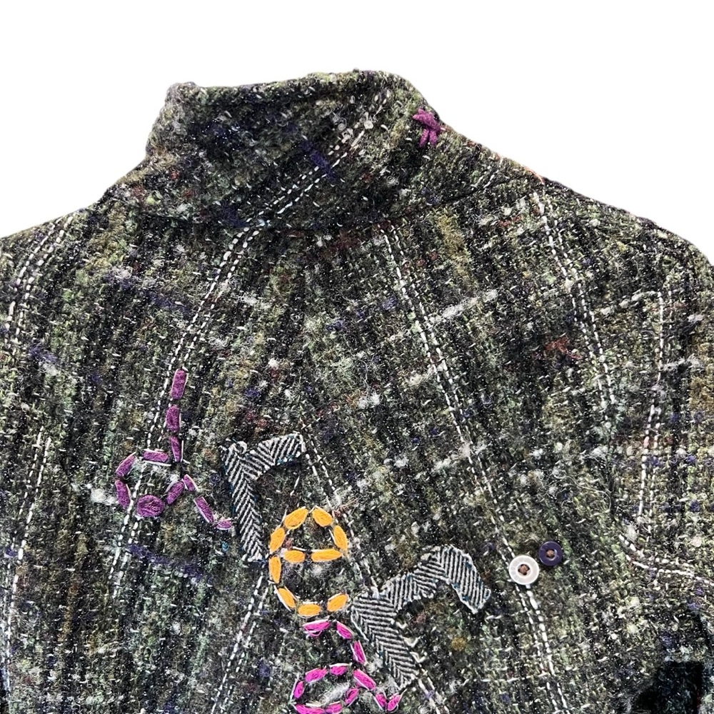 Desigual • Wool Blend Tweed ‘Dream’ Embroidered Button-Up Jacket Size 38/S - Picture 6 of 14